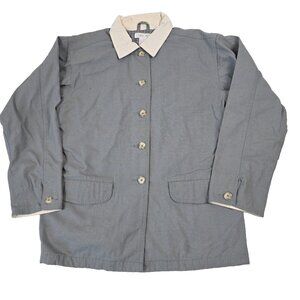 Cherokee Chore Jacket Mens Medium Gray Vintage Button Up Plaid Lined 90s READ